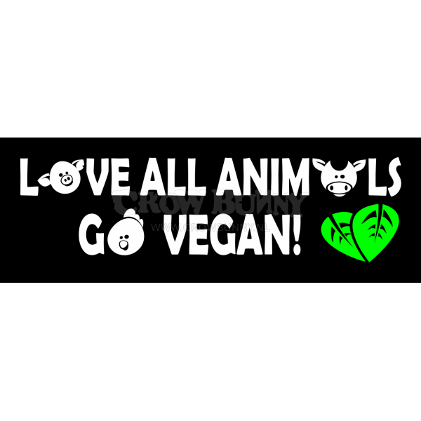 Premium Sticker: Love All Animals, Go vegan!