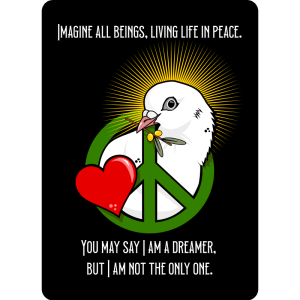 Ansichtkaart: Imagine all being, living life in peace